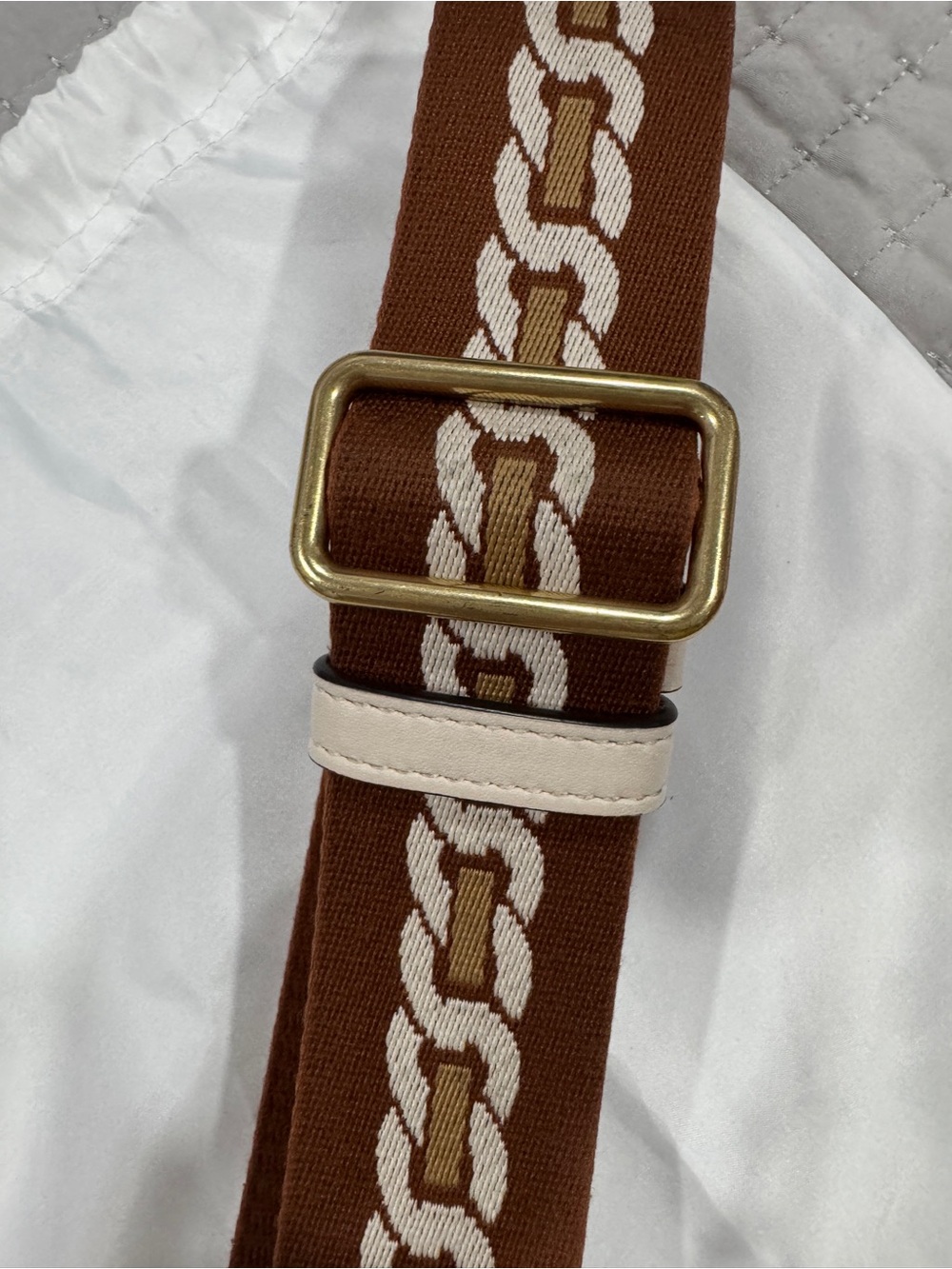 Coach Brown Tan Cream Logo Strap